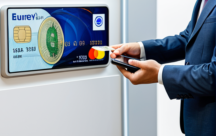 A professional adult in a modest business casual outfit, standing amidst a visual representation of the evolution of money. On one side, physical Euro banknotes and coins are subtly displayed. In the center, a hand holds a credit card making a contactless payment. On the other side, a smartphone screen displays a digital payment interface, all within a clean, modern, and well-lit setting. The atmosphere conveys smooth transition and convenience. The subject is fully clothed, appropriate attire, natural pose, safe for work, perfect anatomy, correct proportions, well-formed hands, proper finger count, natural body proportions, professional photography, high quality, appropriate content, family-friendly.