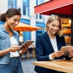 디지털화폐의 미래 - **Prompt 1: The Digital Euro in Everyday European Life**
A vibrant, realistic image capturing a ...