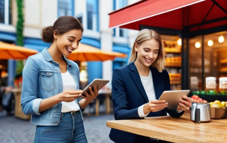 디지털화폐의 미래 - **Prompt 1: The Digital Euro in Everyday European Life**
A vibrant, realistic image capturing a ...