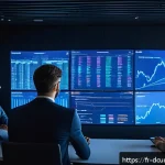 디지털화폐와 디지털 화폐 시장의 트렌드 - A futuristic digital finance scene showing a diverse group of French investors in a modern Parisian ...