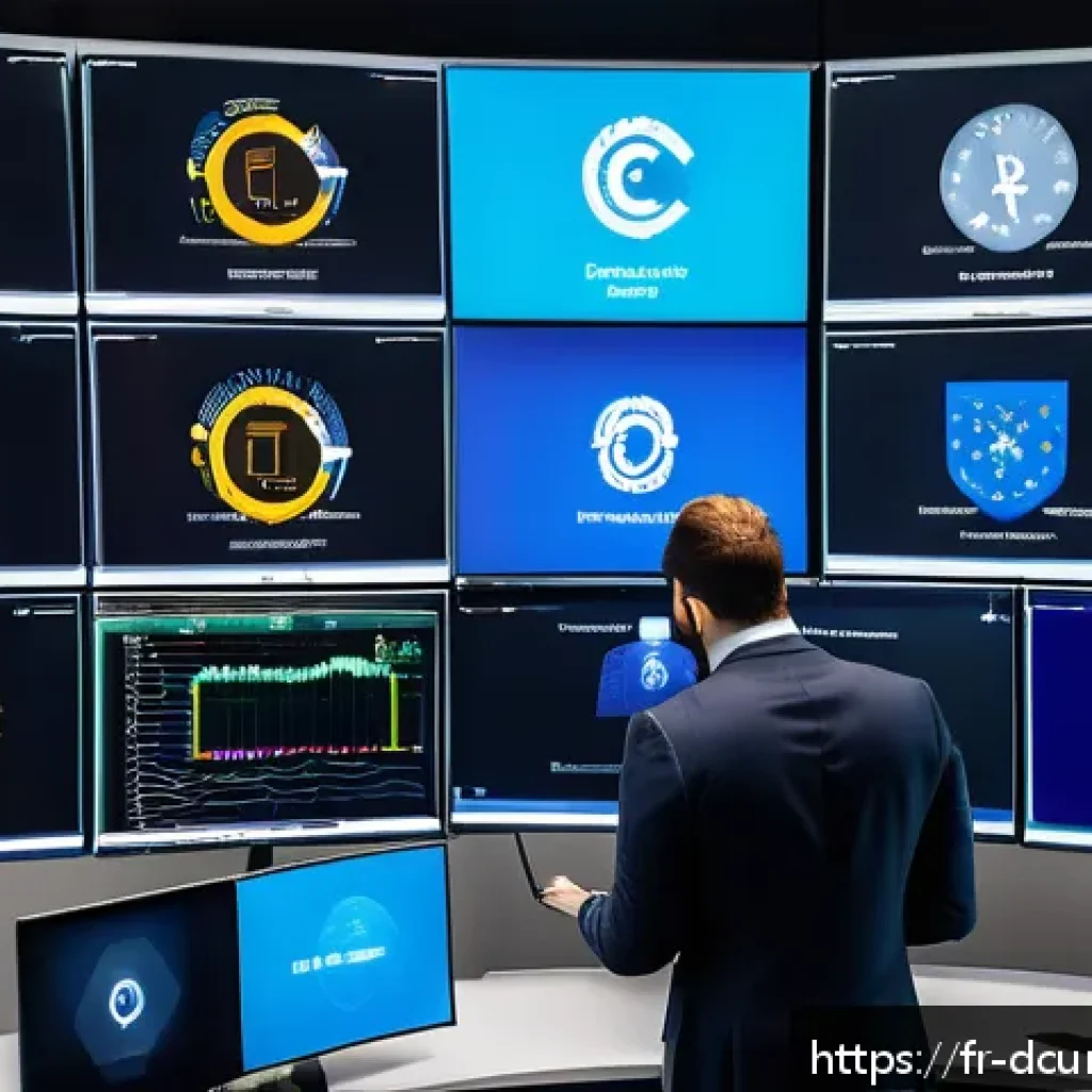 디지털화폐 거래시 유의사항 - A professional European cryptocurrency exchange office scene, featuring a diverse team of experts an...